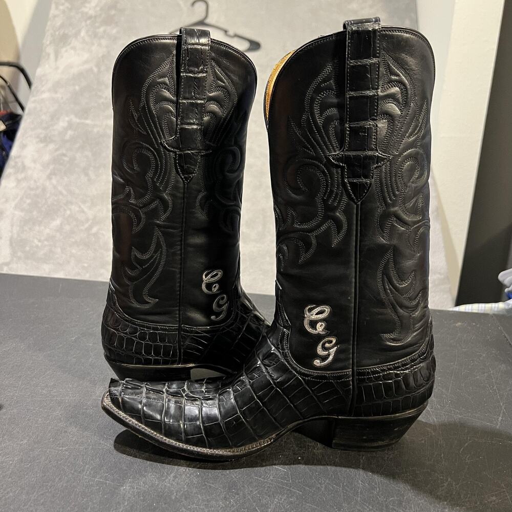 Stallion Cowboy Boots Womens 6 B Black Hornback Alligator Western Exotic Leather - Picture 8 of 16